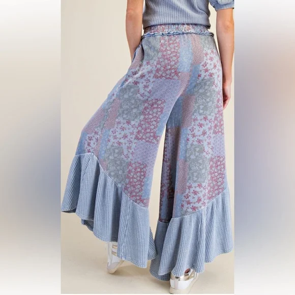 🌻 small - 3X 223 EASEL PATCHWORK PRINT WASHED PANTS - Picture 2 of 5